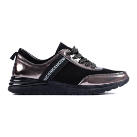 Scarpe sportive grigie in pelle naturale nero 1