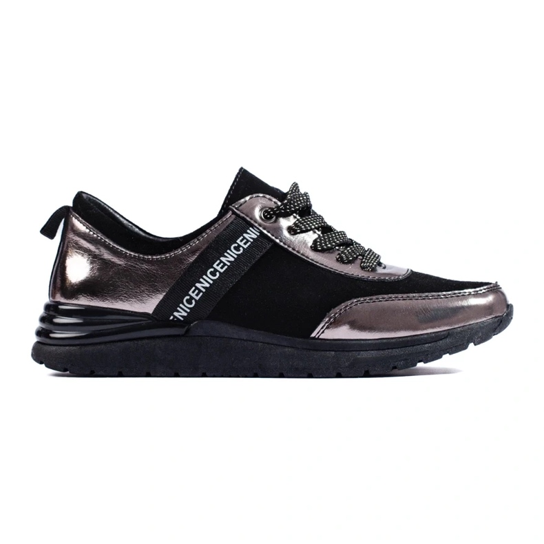 Scarpe sportive grigie in pelle naturale nero 1