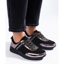 Scarpe sportive grigie in pelle naturale nero 2