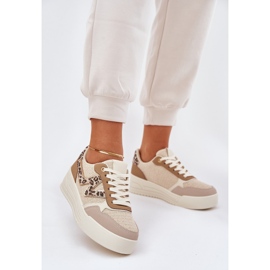 Scarpe sportive femminili sulla piattaforma Leopard Kaki beige 2