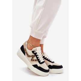 Scarpe sportive femminili sulla stampa leopardo della piattaforma nero 1