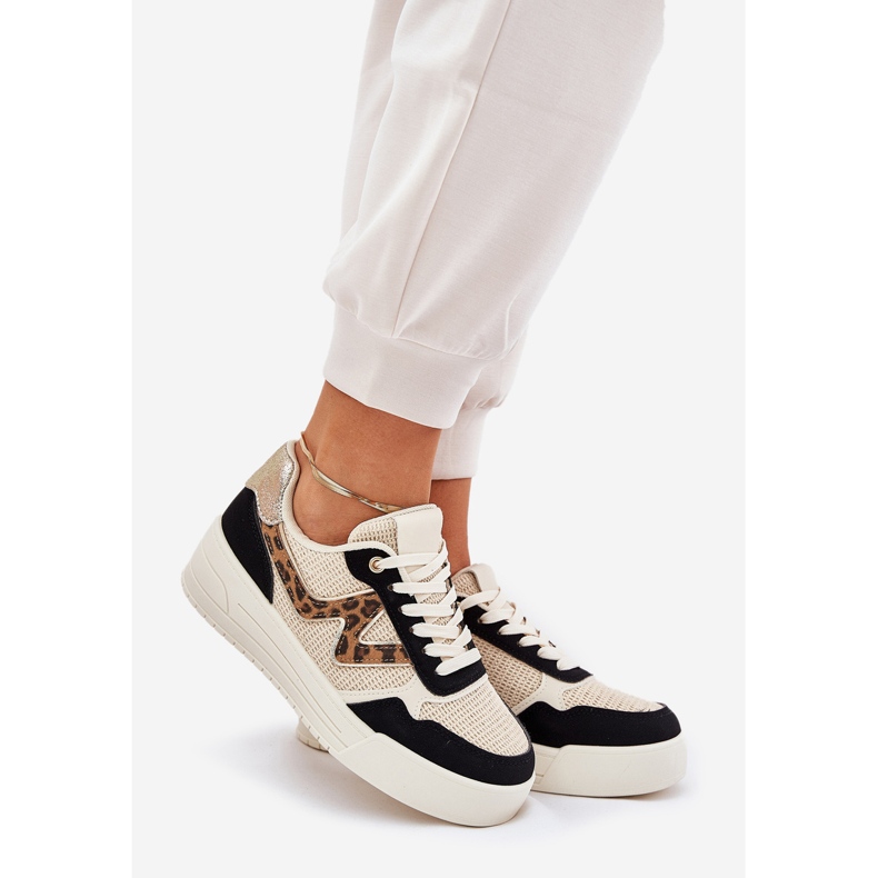 Scarpe sportive femminili sulla stampa leopardo della piattaforma nero 1