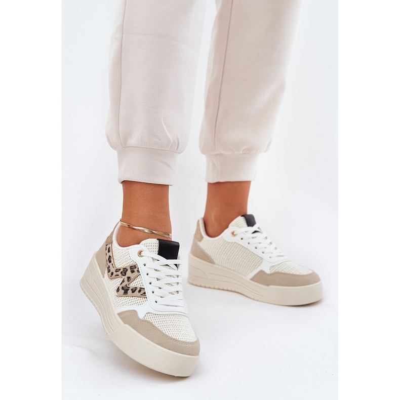 Scarpe sportive femminili sulla piattaforma leopardo beige 2
