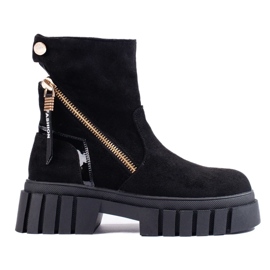 Stivaletti da donna in camoscio con plateau nero 2