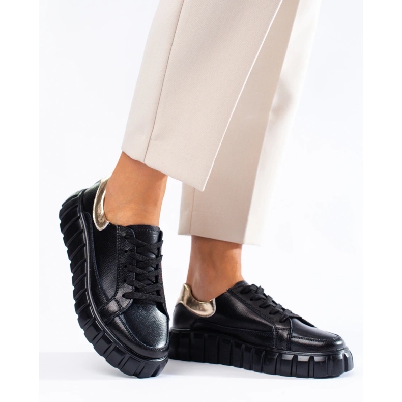 Sneakers con plateau da donna nero 2