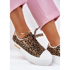 Sneaker femminili con allacciatura decorativa e beige 2