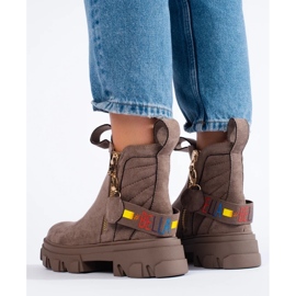 Stivaletti con plateau da donna beige 1