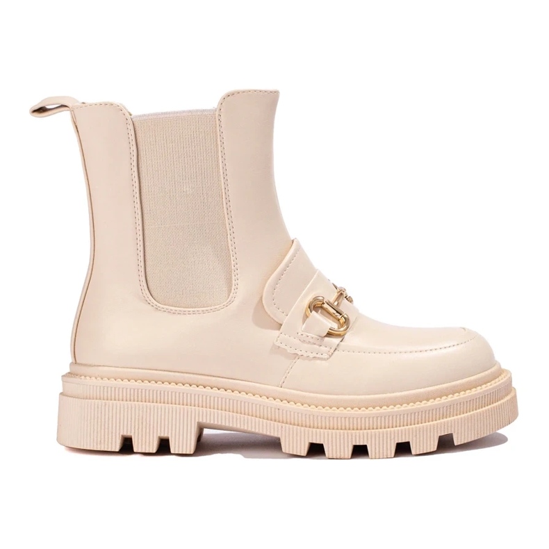 Stivaletti Chelsea da donna beige sulla piattaforma 2