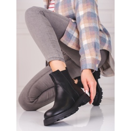Stivaletti Chelsea neri da donna realizzati in pelle ecologica nero 2