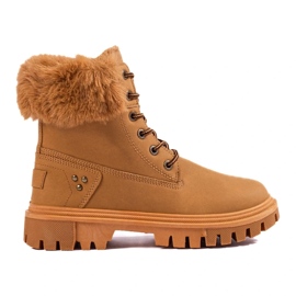 Stivali da donna marroni con pelliccia marrone 2