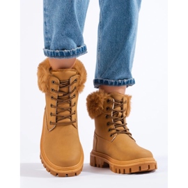 Stivali da donna marroni con pelliccia marrone 1