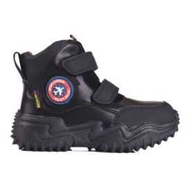Stivali alti per ragazzi con velcro nero 1