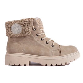 Scarponcini da trekking da donna in montone beige 2