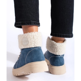 Scarponcini da trekking da donna in montone blu 1