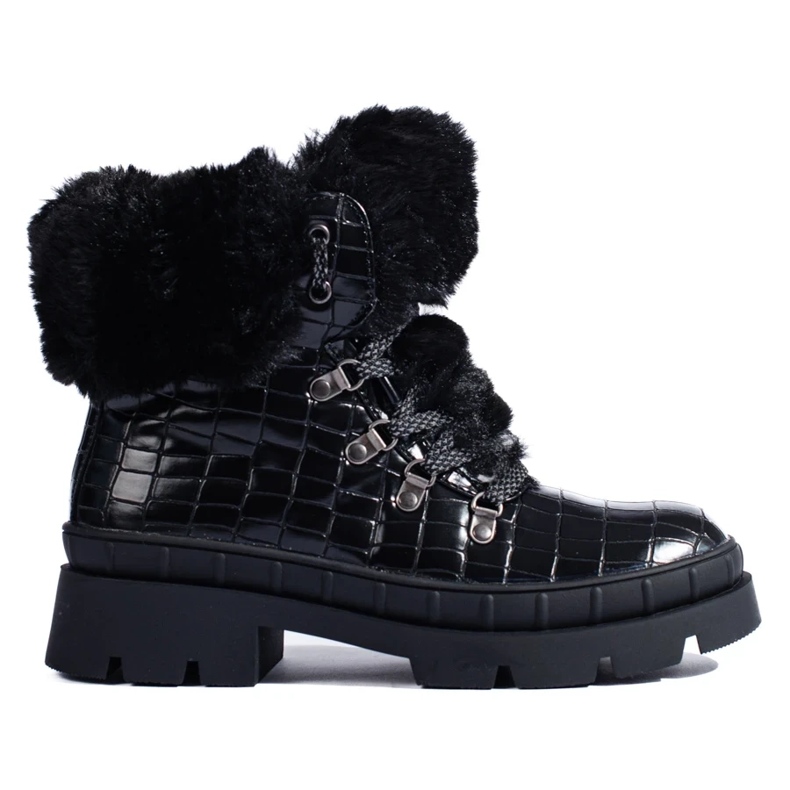 Stivali neri da donna con pelliccia nero 2