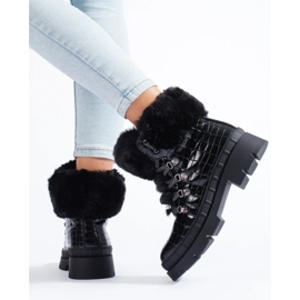Stivali neri da donna con pelliccia nero 1