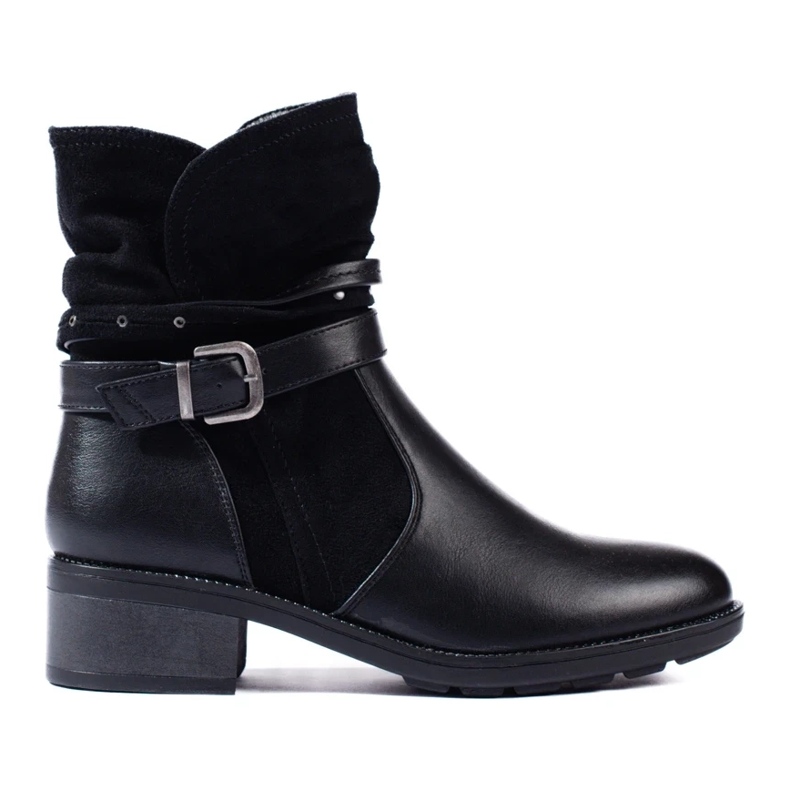 Stivaletti da donna con cinturino decorativo nero 2