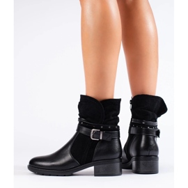 Stivaletti da donna con cinturino decorativo nero 1