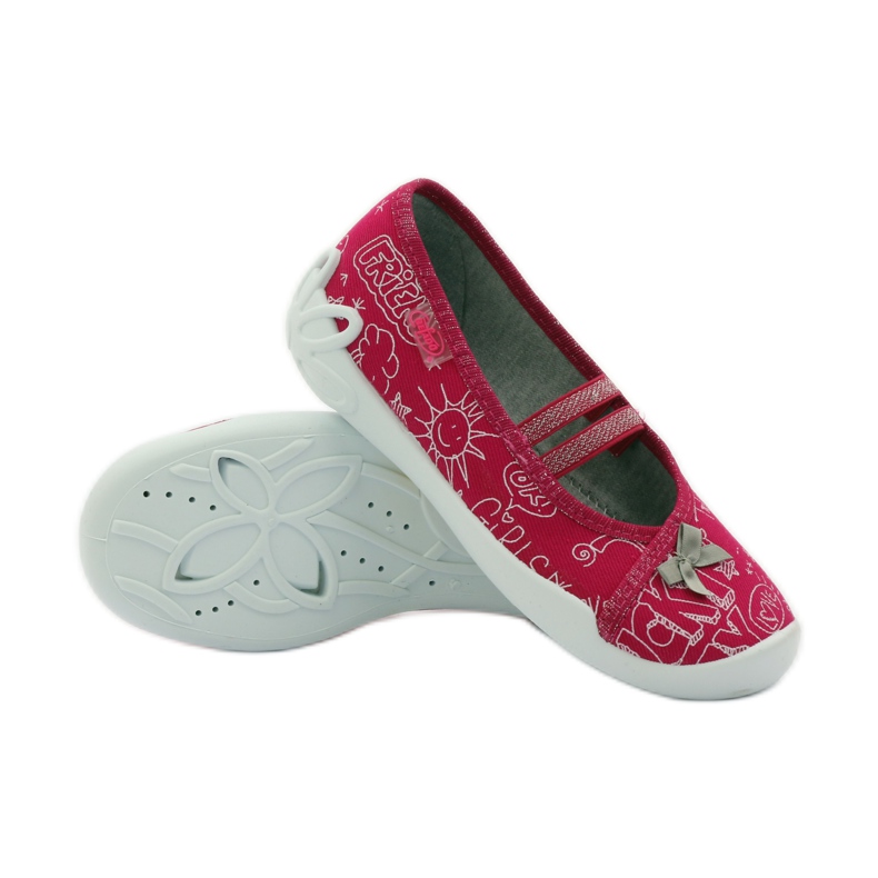 Befado scarpe per bambini ballerine pantofole 116x236 rosa bianca 3
