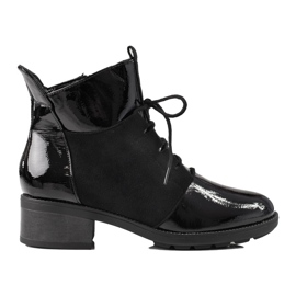 Eleganti stivali stringati Shelovet da donna nero 1