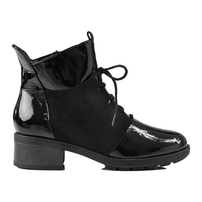 Eleganti stivali stringati Shelovet da donna nero 1