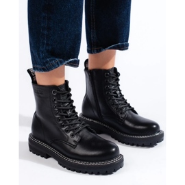 Stivali stringati da donna neri Big Star KK274538 nero 1