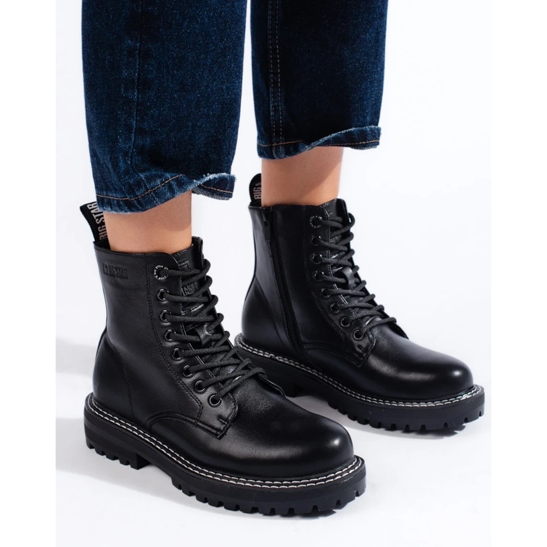Stivali stringati da donna neri Big Star KK274538 nero 1