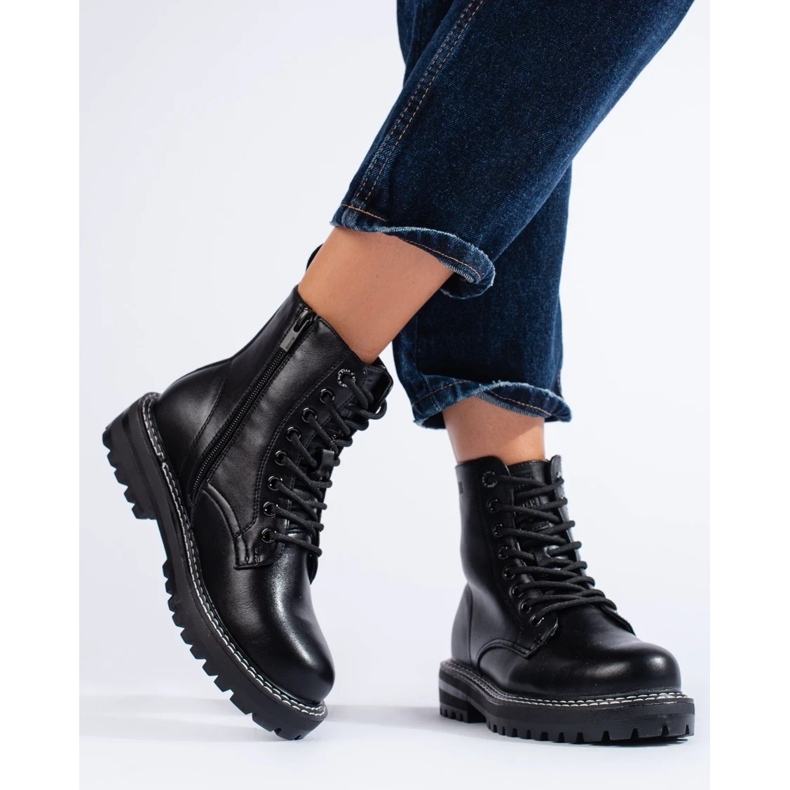 Stivali stringati da donna neri Big Star KK274538 nero 2