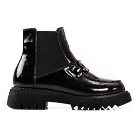 Stivali da donna in pelle con plateau nero 1