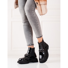 Stivali da donna in pelle con plateau nero 2