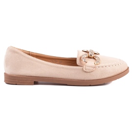 Mocassini da donna in camoscio beige 1