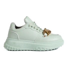 Sneakers da donna verde chiaro con catena 1