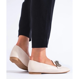 Mocassini eleganti da donna con decorazione beige 1