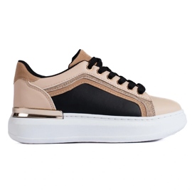 Sneakers da donna beige con glitter 2