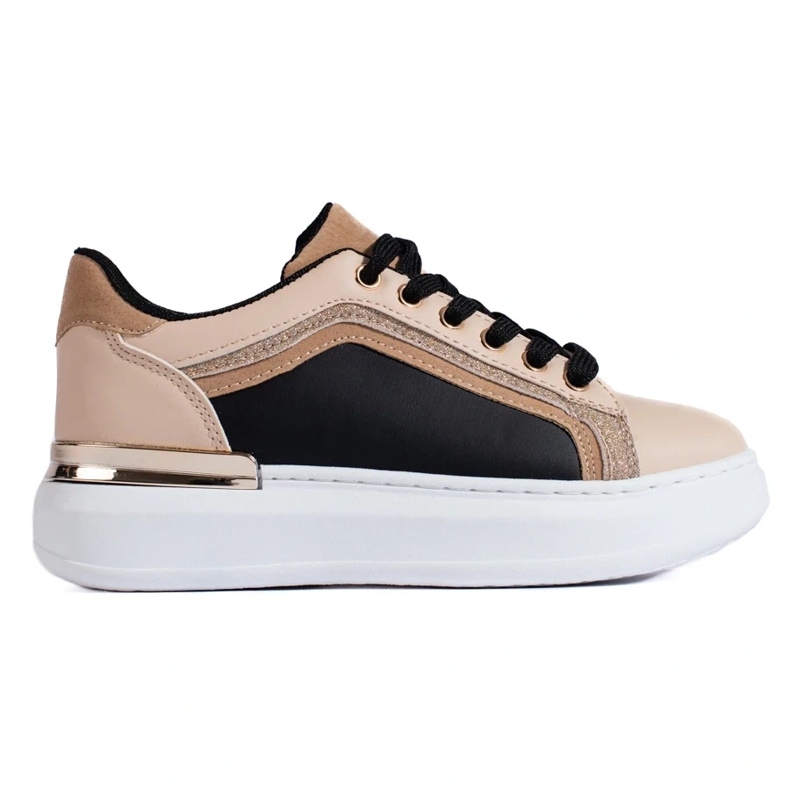 Sneakers da donna beige con glitter 2