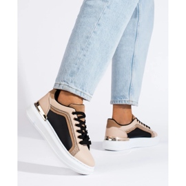 Sneakers da donna beige con glitter 1