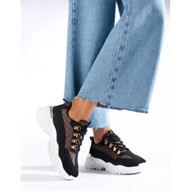 Sneakers nere da donna con motivo nero 2