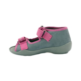 Ciabatte, sandali con velcro, Befado 242p073 rosa grigio bianca 2
