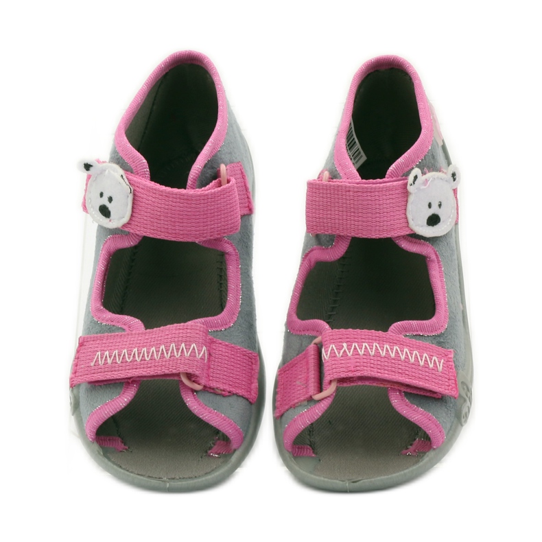 Ciabatte, sandali con velcro, Befado 242p073 rosa grigio bianco 4