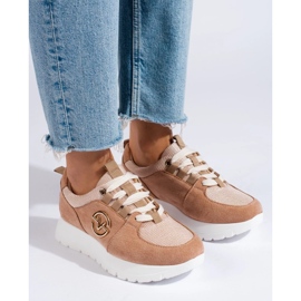 Vinceza scarpe sportive da donna beige 2