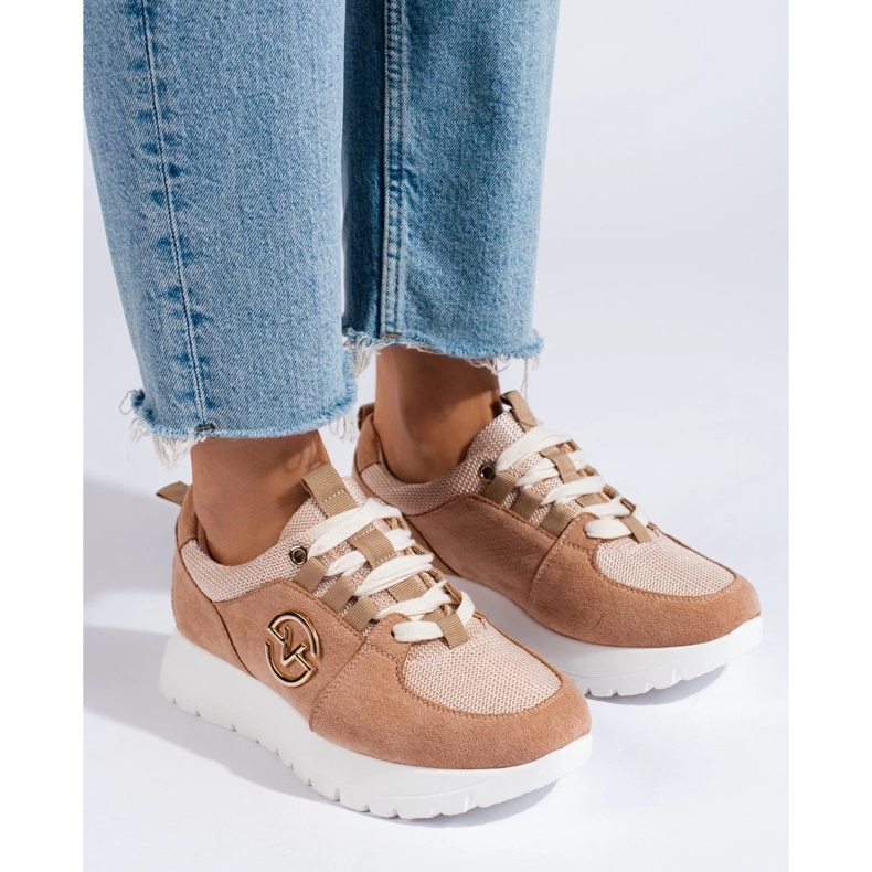 Vinceza scarpe sportive da donna beige 2