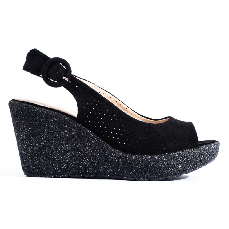 Sandalo con zeppa nero Shelovet da donna 1