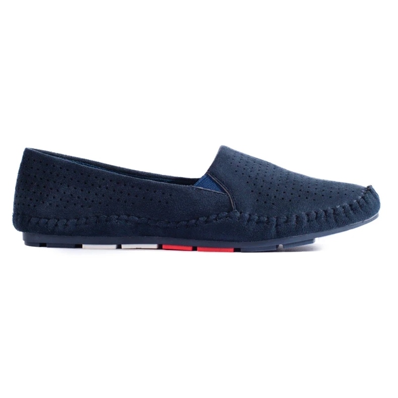 Mocassini senza lacci traforati Shelovet blu navy da donna 1