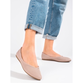 Ballerine da donna in tessuto Vinceza beige 2