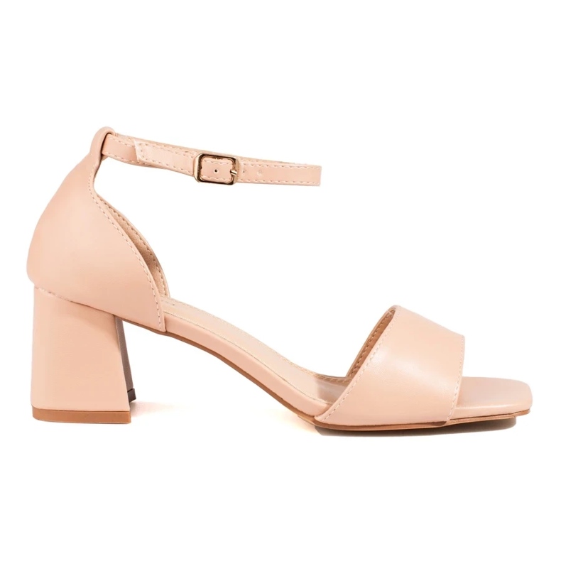 Classici sandali beige con tacco basso di Shelovet 1