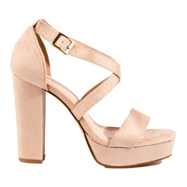 Sandalo Shelovet beige con tacco alto 1