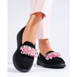 Mocassini da donna con plateau Shelovet in camoscio nero 2
