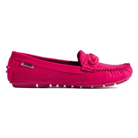 Mocassini Shelovet in camoscio traforato rosa da donna 2