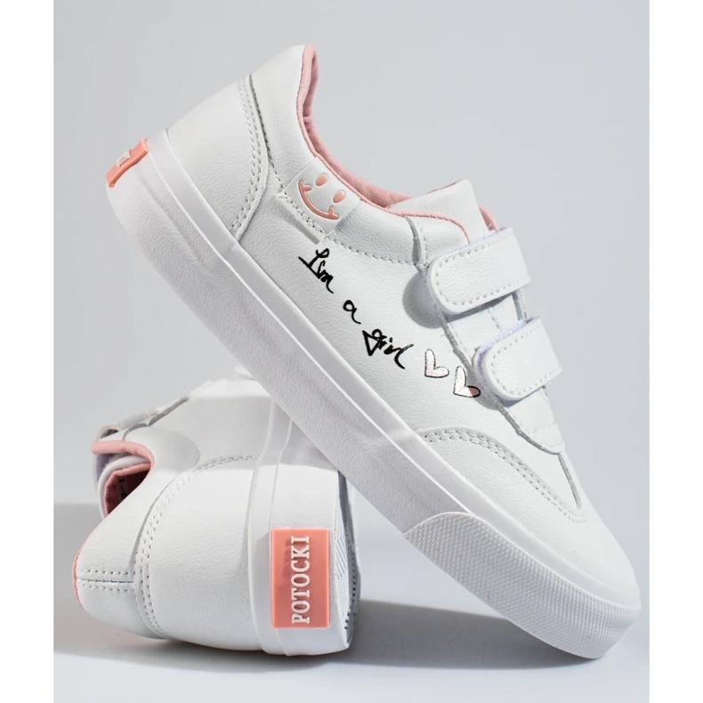 W. Potocki Scarpe sportive con velcro per ragazze Potocki bianche bianca 2
