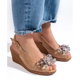 W. Potocki Sandali espadrillas con zeppa da donna di colore beige di Potocki 1